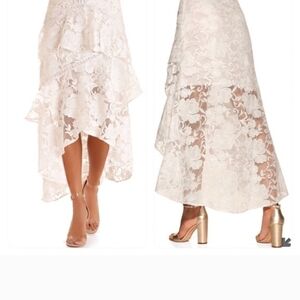 Boston Proper Cream Lace High-Low Skirt